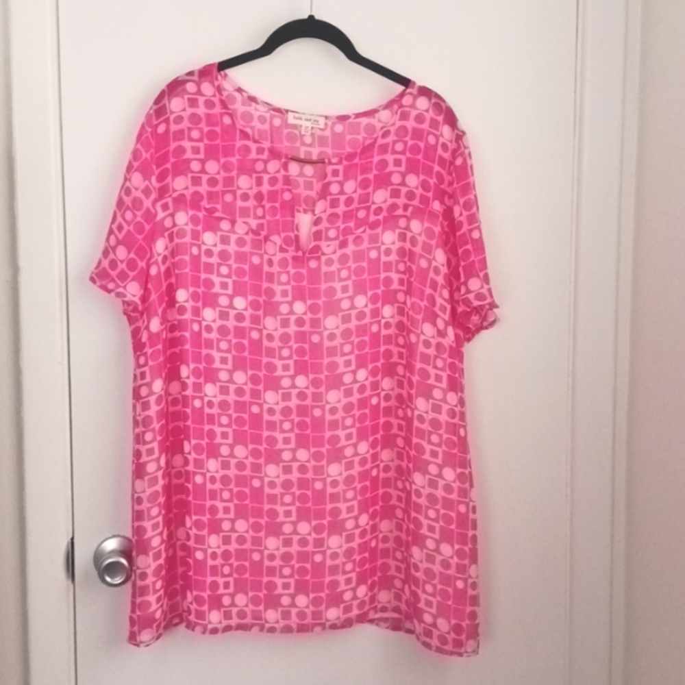 Faith and Joy Pink Top 3X